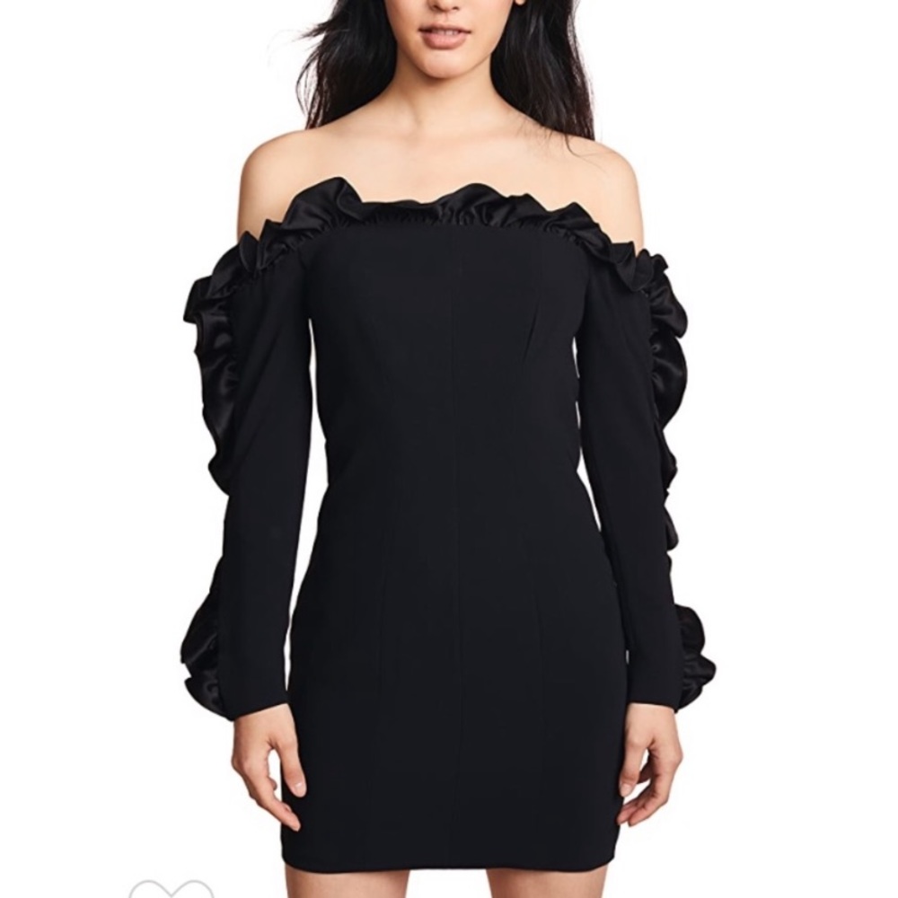 Black ruffle cocktail dress